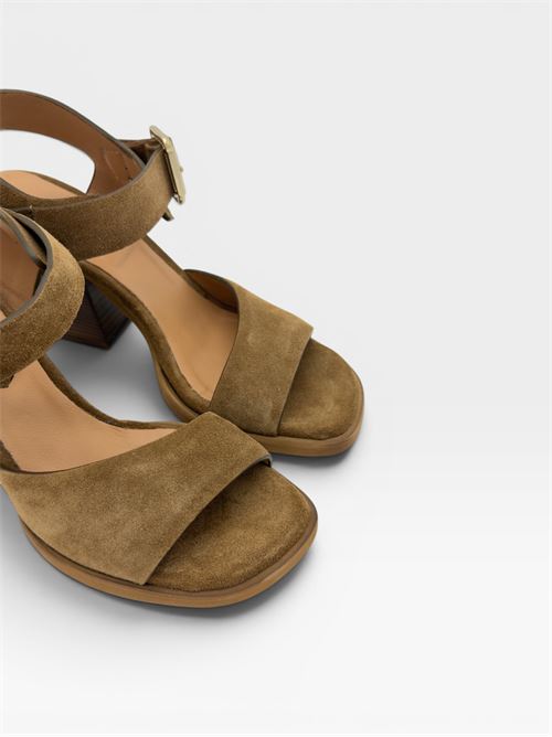 Sandali marrone chiaro con tacco e cinturino da donna  IL LACCIO | PERLA06VELOURWHISKY377